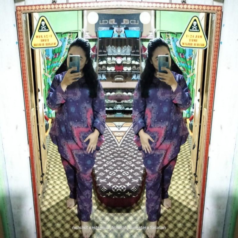 setcel jumputan palembang-set baju celana  model stelan miring terbaru