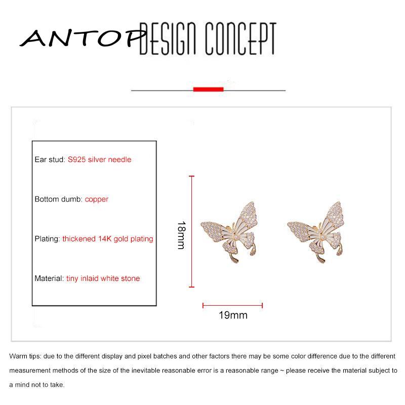 Anting Bentuk Kupu-Kupu Aksen Zircon Untuk Wanita