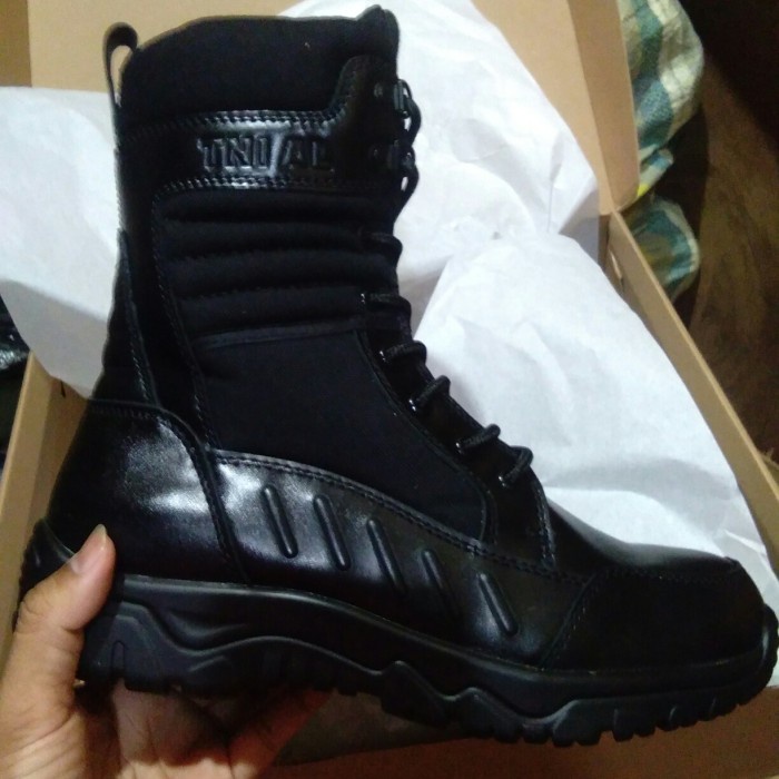 Sepatu Boots PDL TNI / Sepatu PDL TNI AL Jatah Terbaru - Hitam, 42
