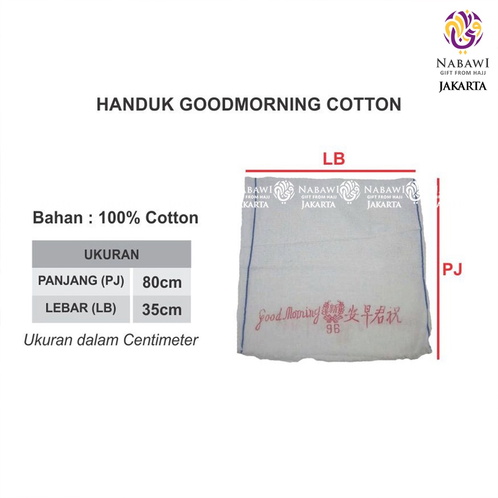 Handuk Good Morning Handuk Biasa / Handuk Original Olahraga Handuk Wajah Perlengkapan Haji dan Umroh Jakarta