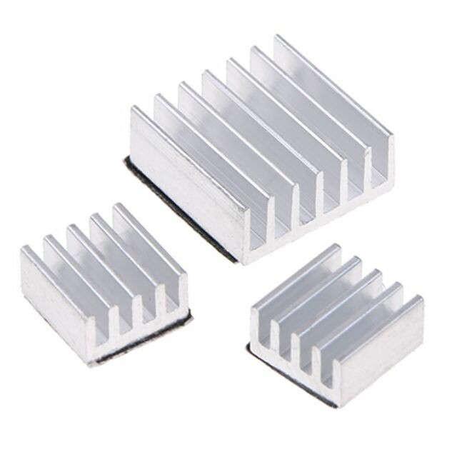 Heat Sink 3 Pcs Set Silver Aluminum Heatsink Cooler Cooling Raspberry