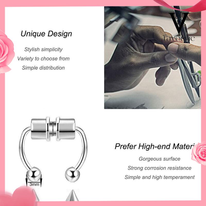 [COD]Stainless Steel Magnet Cincin Hidung Palsu Bentuk Horseshoe Baja Titanium Non Pierced Nose Studs-FA
