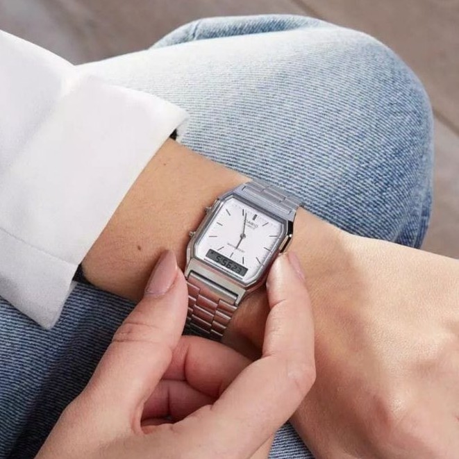 Jam tangan wanita Casio Quartz AQ230 rantai
