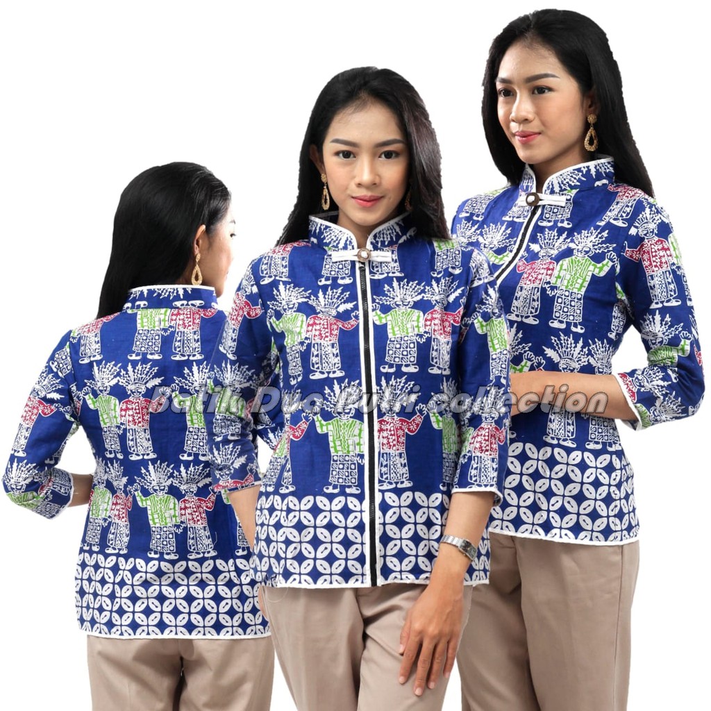 Batik Wanita Atasan Batik Blouse  Motif Ondel Ondel Jakarta READY S-M-L-XL-XXL-3L-4L-5L