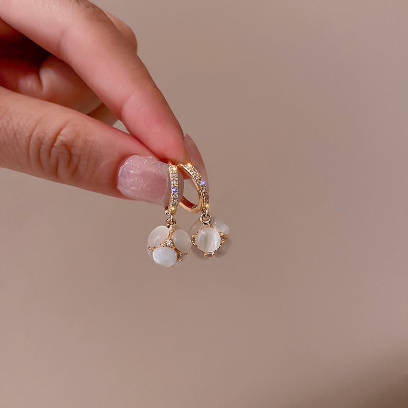 Anting Tusuk Sterling Silver 925 Model Bola Opal Warna Permen Gaya Korea Untuk Wanita