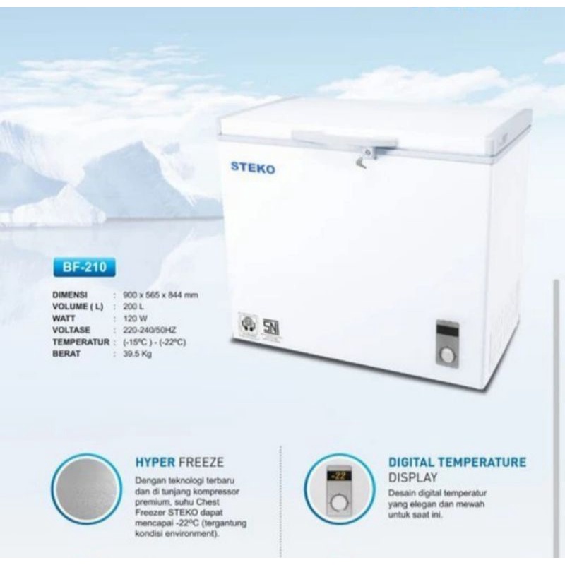 Chest Freezer STEKO BF-210 , freezer box daging ice cream