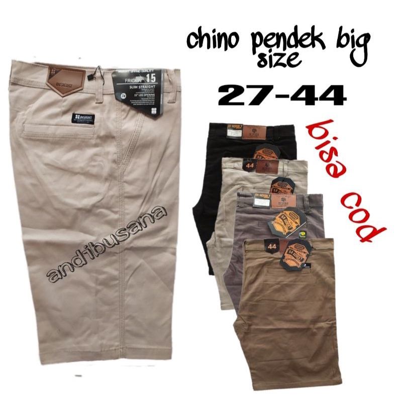 Celana Pendek Pria Chino Premium Jumbo Bige Size Bahan Melar Elastis