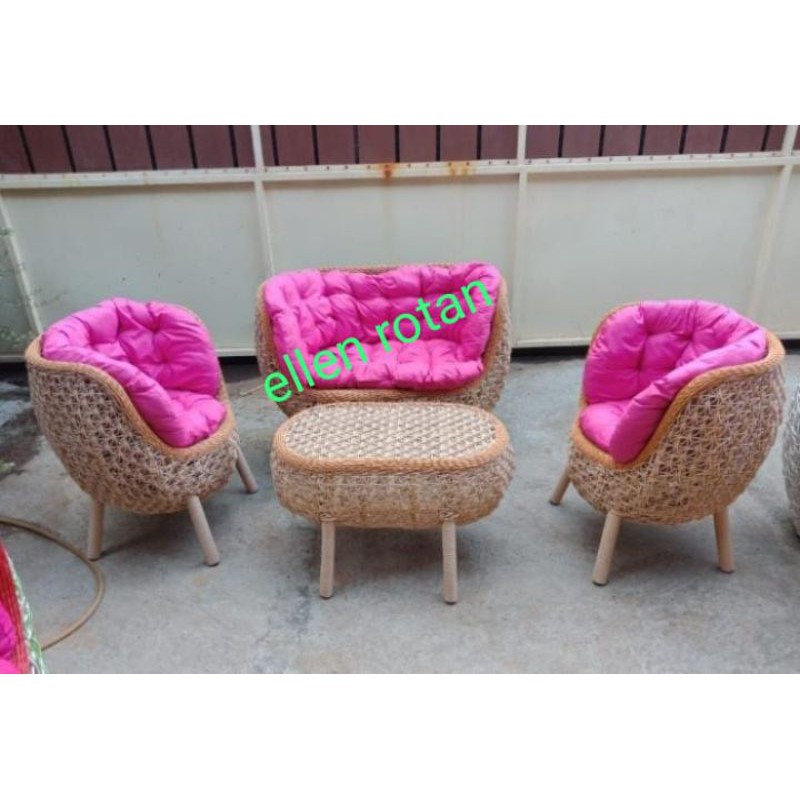 kursi sofa minimalis brekele rotan sintetis