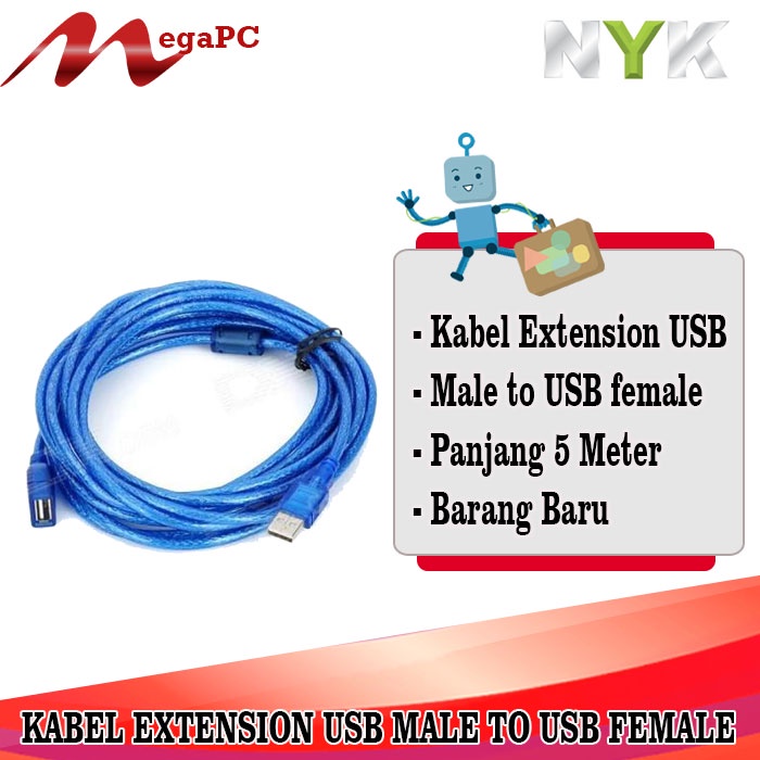 Kabel Extension USB Male To USB Female Panjang 5 Meter