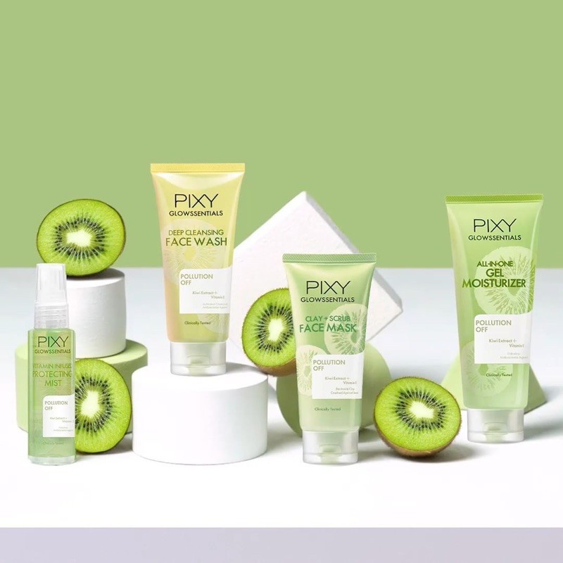 ❤️ GROSIR ❤️  PIXY Glowssentials Kiwi Extracts - Face Mist - Clay Mask - Face Wash - Gel Moisturizer