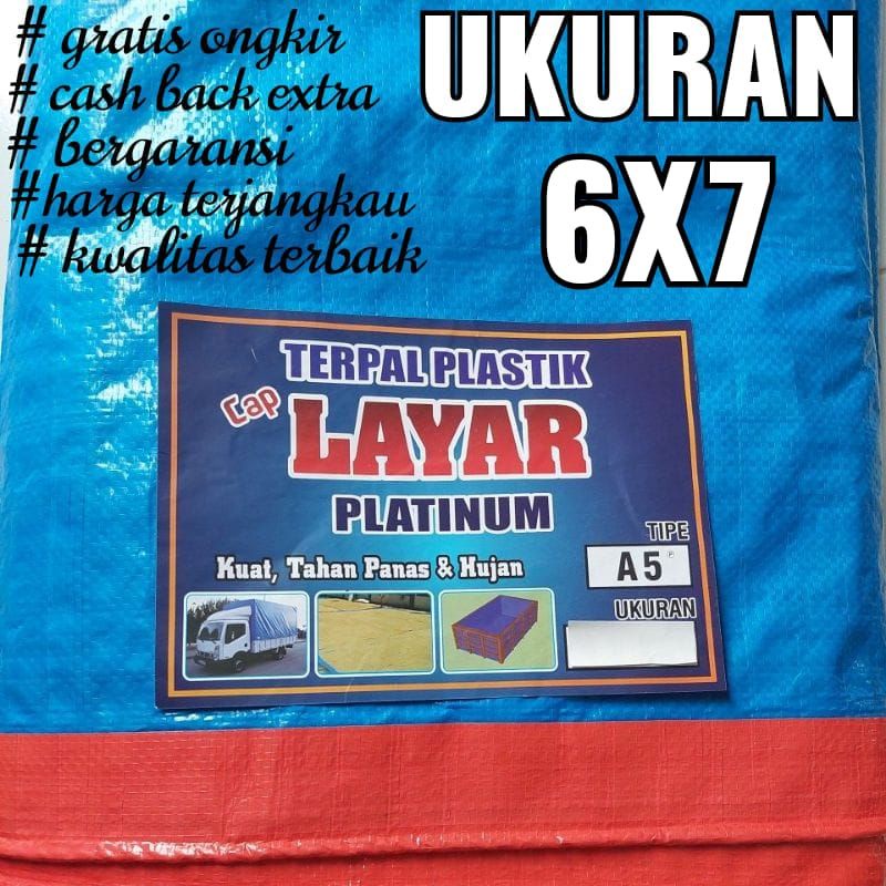 TERPAL PLASTIK A5 UKURAN 6x7 CAP LAYAR