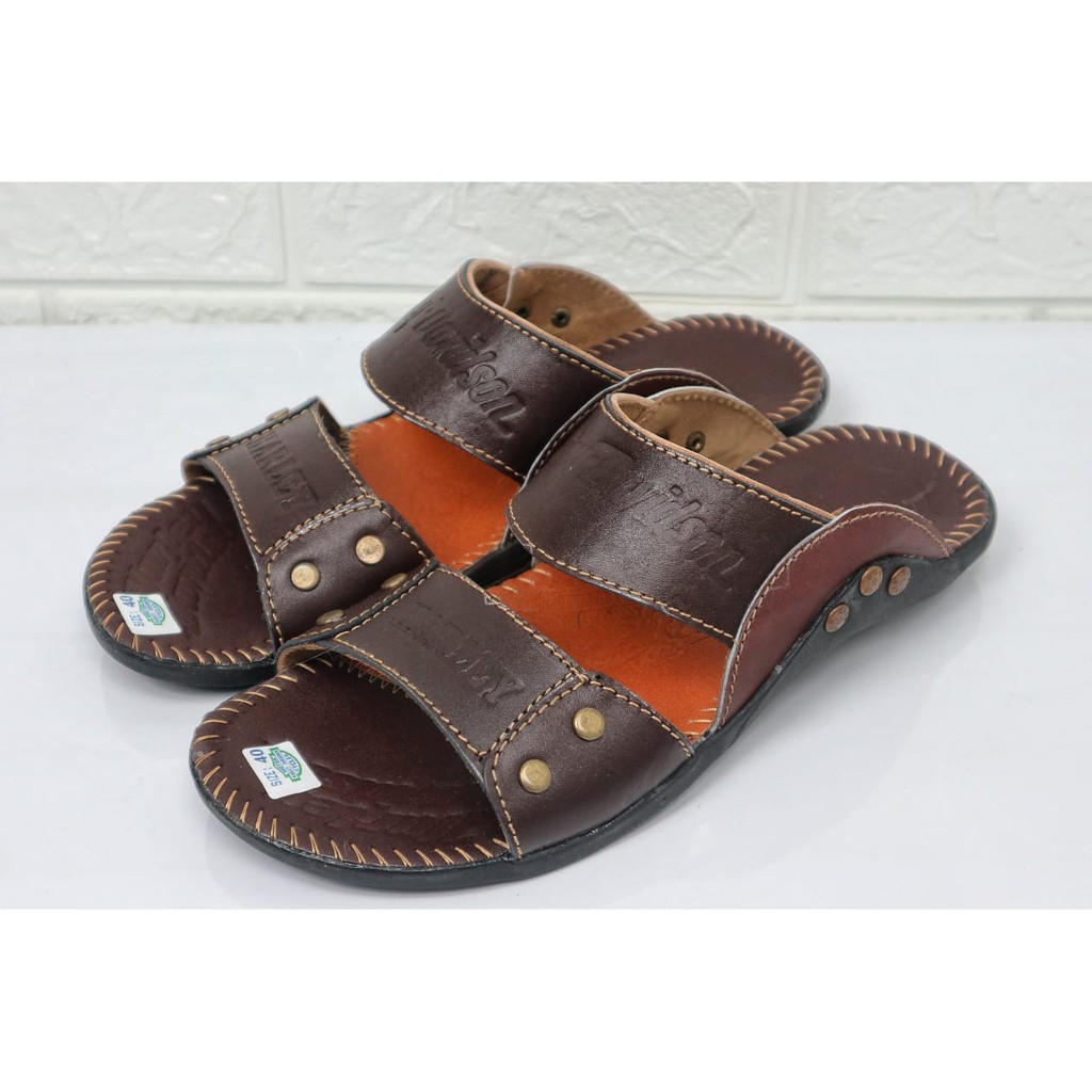 Terbaru Sandal Pria Kulit Sapi Asli Harley Davidson Ban 2 Track New Real Leather Cow Sendal Casual P