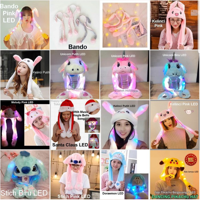 BUNNY HAT LED TOPI KELINCI LAMPU IMPORT