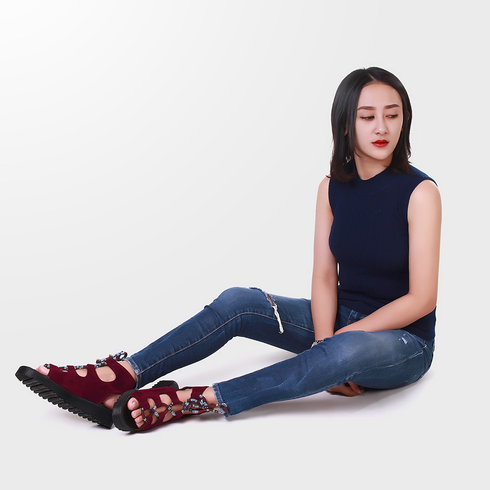 GLADIAN MAROON - Sandal Santai Tali Simpel Casual Kasual Wanita Sandal Kasual Perempuan Original