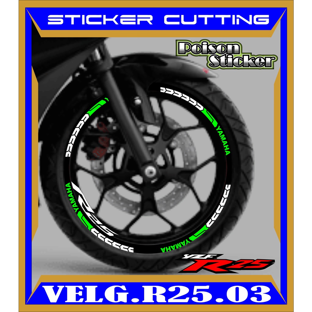 CUTTING STICKER VELG R25- STIKER LIS LIST VARIASI BAN/VELG YAMAHA R25 CODE 03