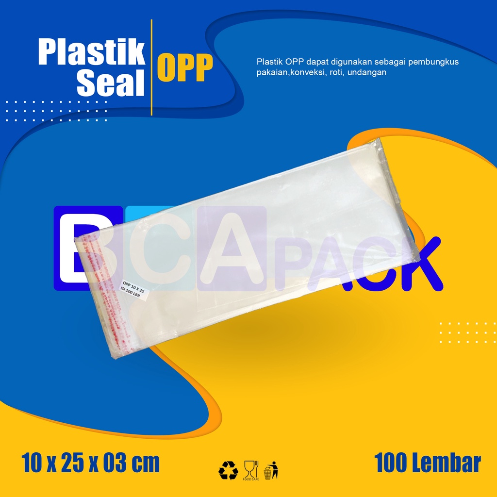 

PLASTIK SEAL OPP 10 X 25 X 03 - KEMASAN PLASTIK BENING ISI 100 LEMBAR