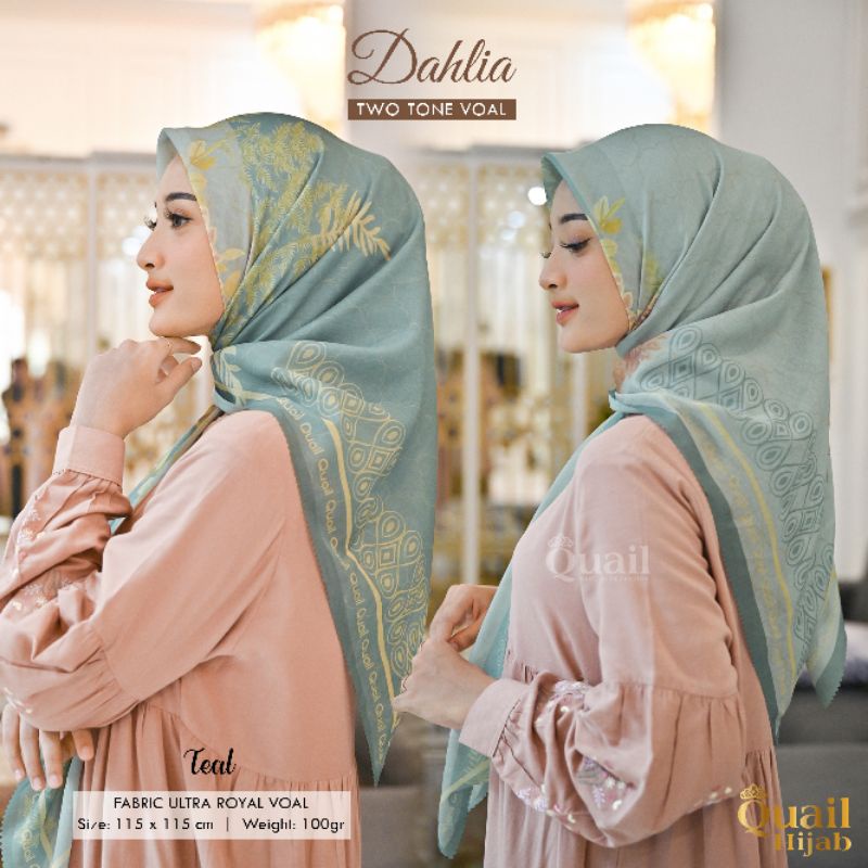 Hijab Segi Empat Square Voal Motif Original Jilbab Quail Dahlia Series