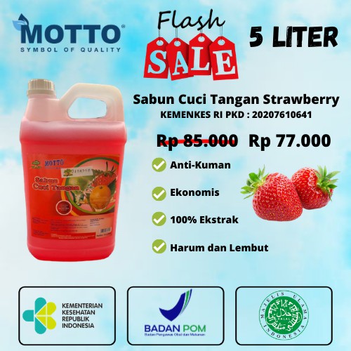 Sabun Cuci Tangan Antibakteri / Antibacterial Hand Soap Strawberry MOTTO 5 Liter
