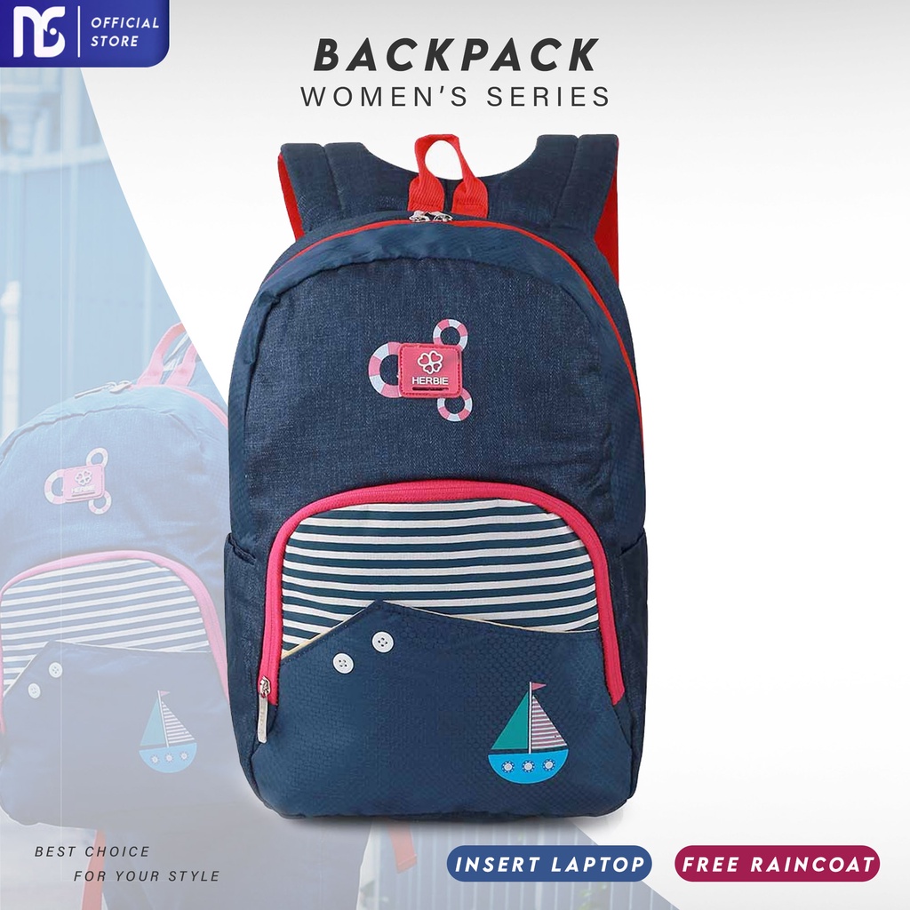 Tas Ransel Herbie Cewek Sekolah SMP SMA Backpack Wanita Tas Ransel Wanita (Ransel Cewek) Herbie Pink