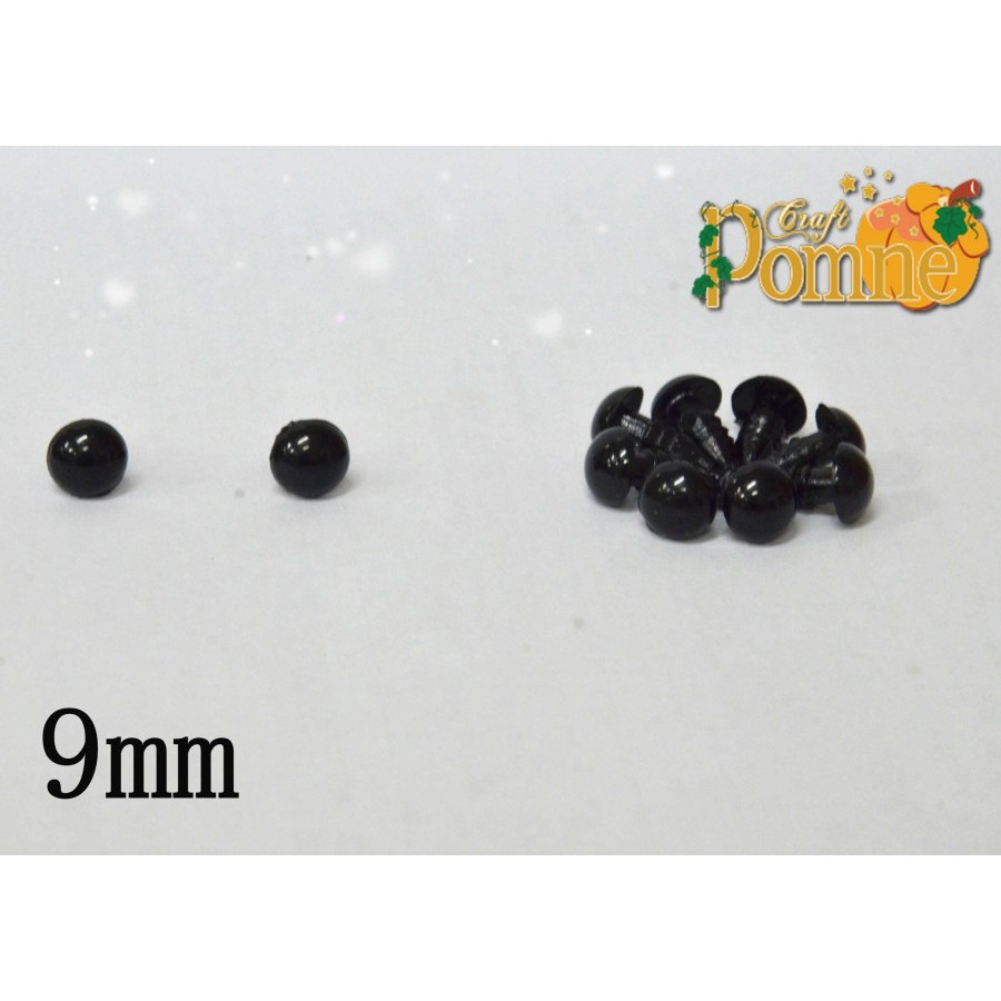 9mm Craft Eye Black Solid Amigurumi / Mata Boneka Hitam