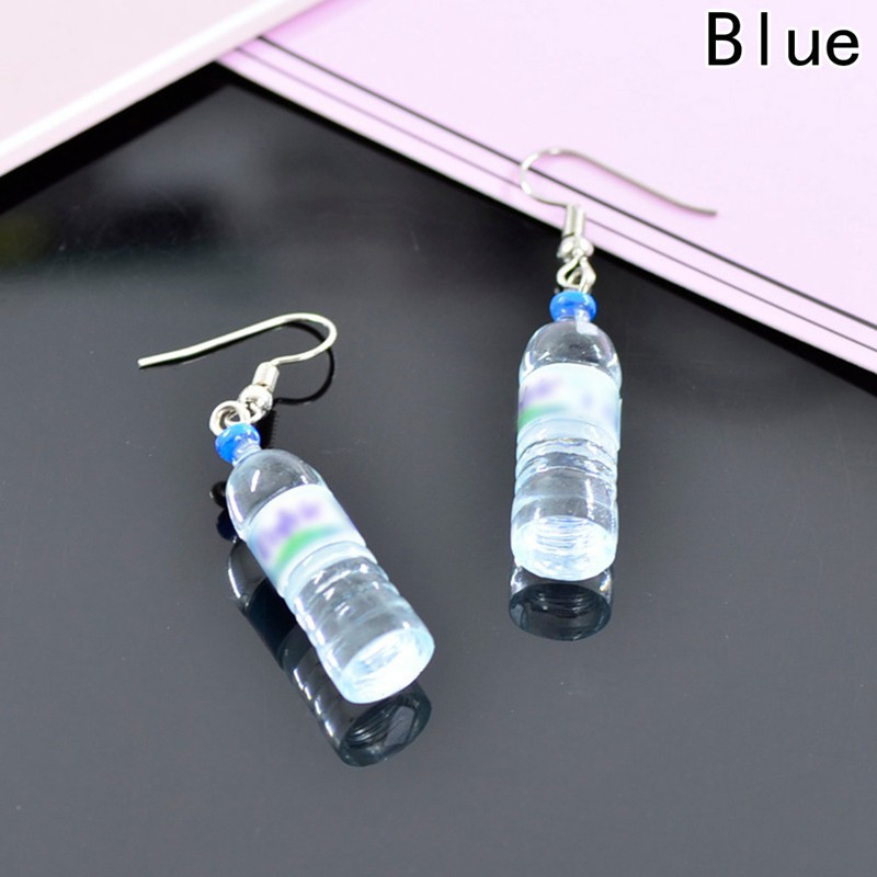 ineral Water Bottle Earrings Long Cute Ear Clip On Earring No Ear Hole Earrings