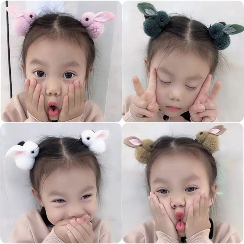 COD❤Lucu Kelinci Bentuk Jepit Rambut Versi Korea Karet Rambut Klip untuk Anak Perempuan A one