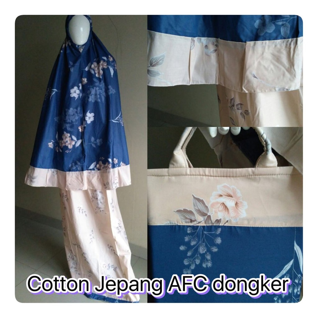 SALE  Grosir mukena tasik katun Jepang dongker