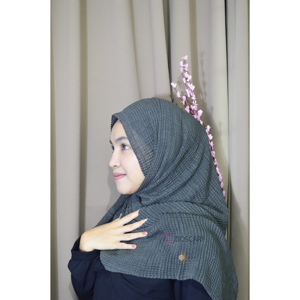 A36 PASHMINA PLISKET KOTAK Pashmina Crinkle ZIOSCARF kerudung bawal malaysia waffle shawl