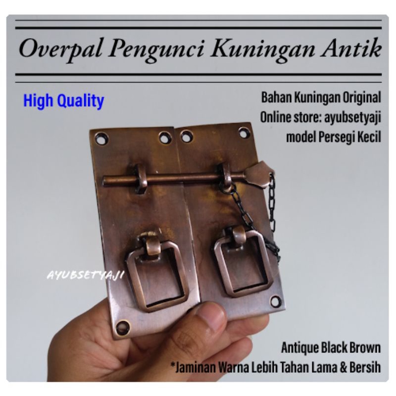 Overpal Kuningan Gembok Pengunci Pintu Antik Model Kotak Persegi 01 pendek Brass Kunci pintu kuno ja