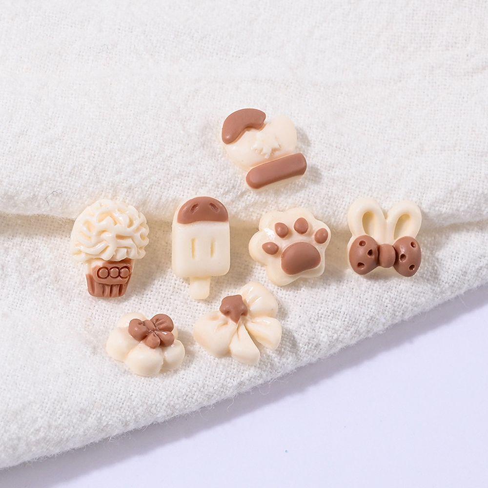 AUGUSTINA Agustin 3D Dekorasi Nail Art Kawaii Lucu Es Krim Ikatan Simpul Permen Dekorasi Telepon Bunny Manicure Aksesoris