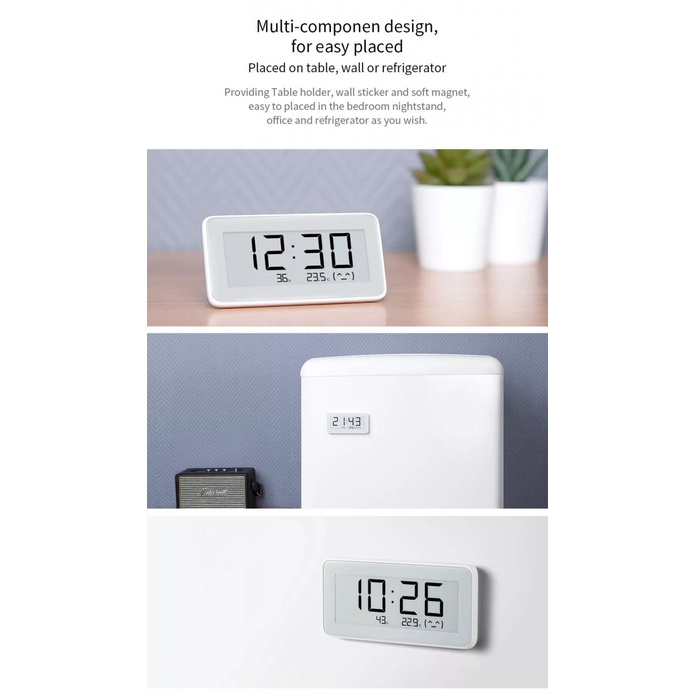 Xiaomi Jam Meja Digital Weker Thermometer Humidity Sensor Bluetooth Simple Estetik Putih Murah