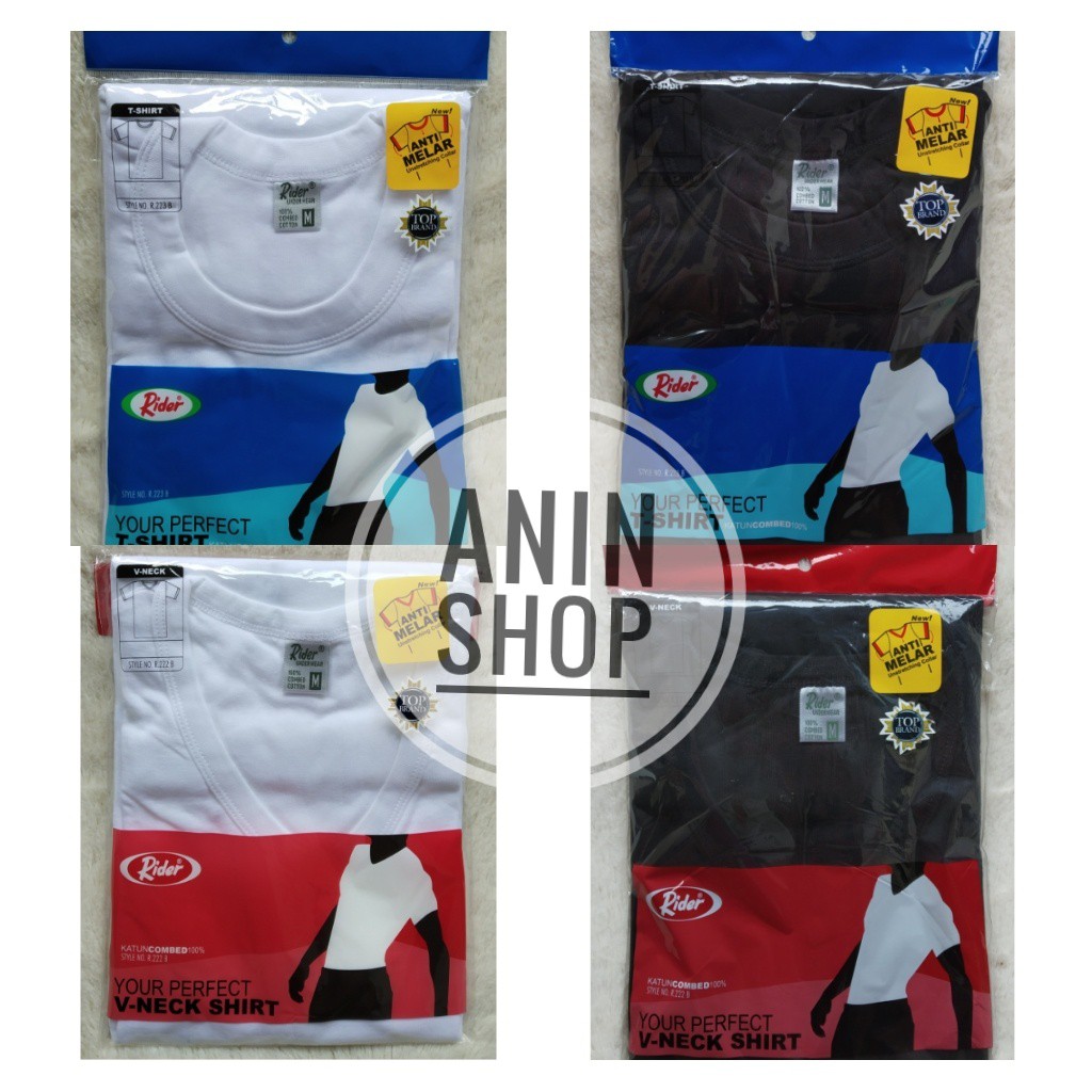 OBLONG RIDER ALL Putih Hitam | Kaos Oblong Rider | Oneck | Vneck | Kaos V-Neck |kaos oblong