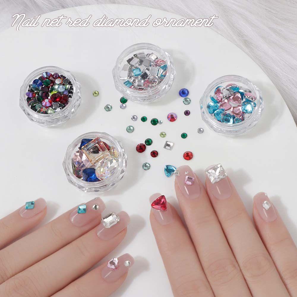 AUGUSTINA Augustina Dekorasi Nail Art DIY Super Flash Manicure Aksesoris Warna Campur Kristal Perhiasan Kuku Hiasan Kuku