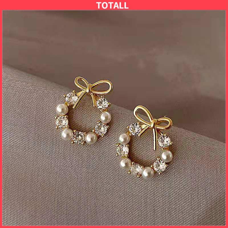 COD Fashion Korea Sepasang Anting Mutiara Garland Aksesoris Mode-Totall