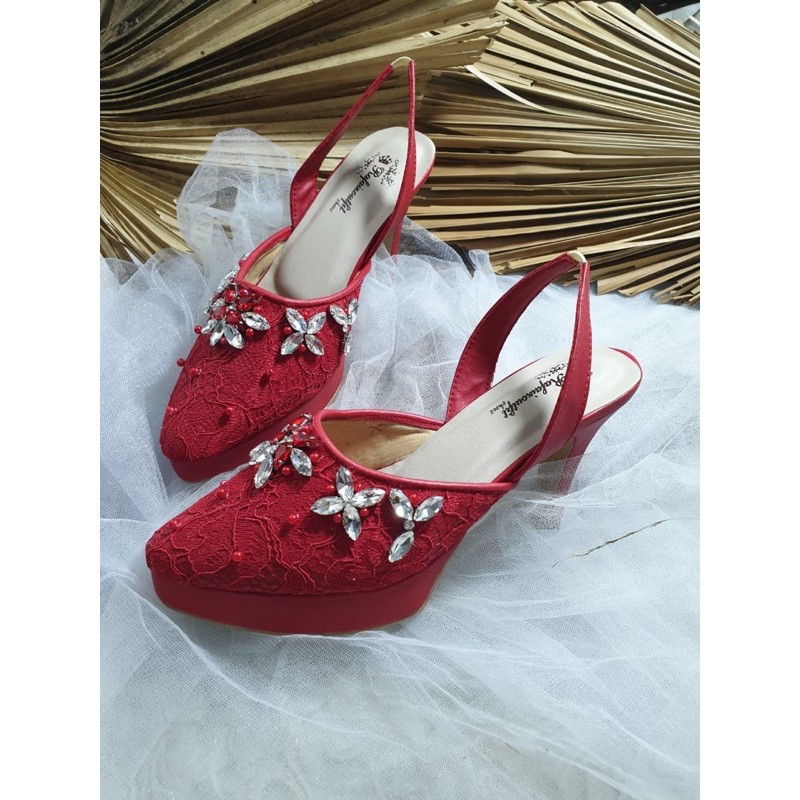 sepatu mikailaa merah cabe tinggi 9cm runcing