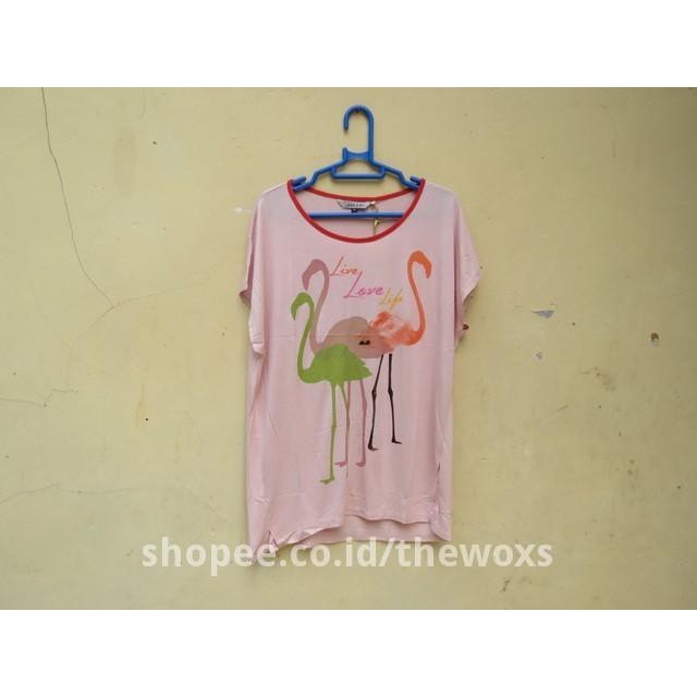 Kaos Wanita Lengan Pendek Original Famo 508021622 Warna Pink Size Ukuran M