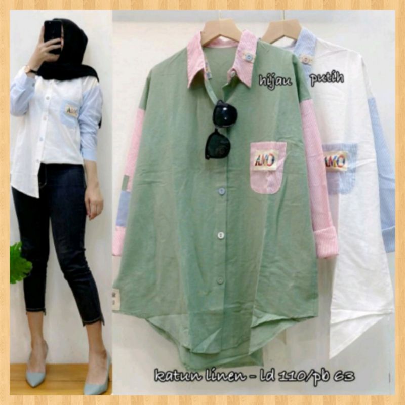 Baju Atasan Kemeja Wanita Bahan Katun Linen Model Terbaru Lubana