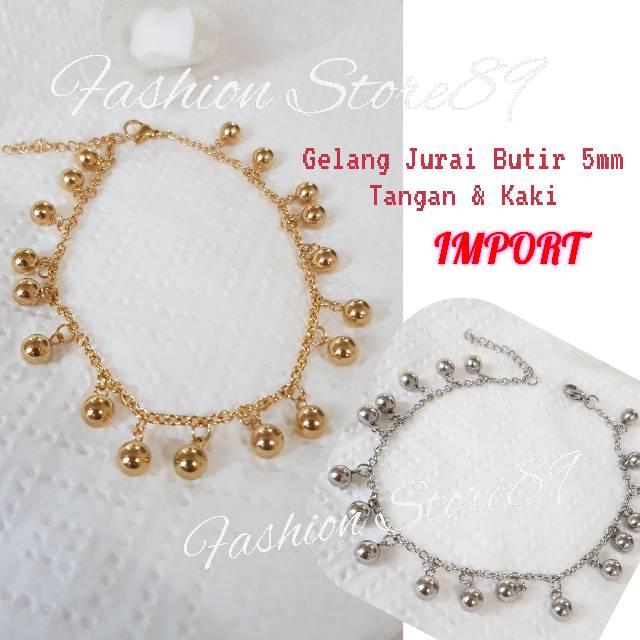 New bestquality Import Gelang Tangan Gelang Kaki Butiran 5mm gelang rumbai titanium antikarat