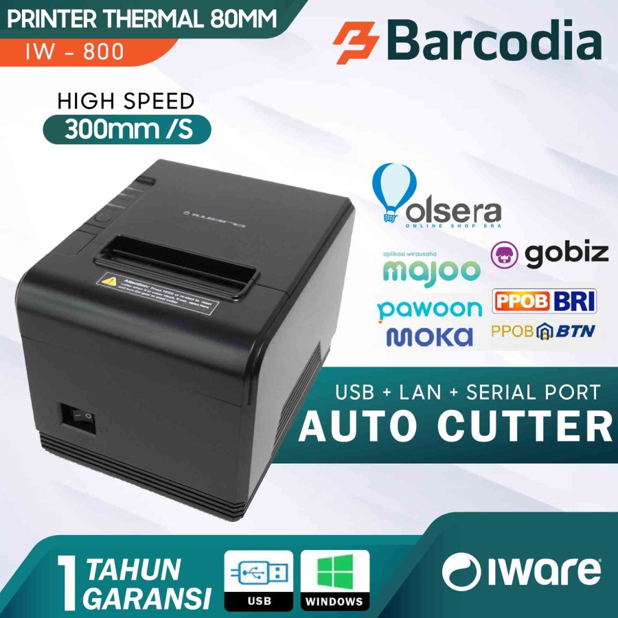 Printer IWARE IW-800 Printer Auto Cutter High Speed Premium Printer Thermal 80mm ( USB LAN SERIAL )