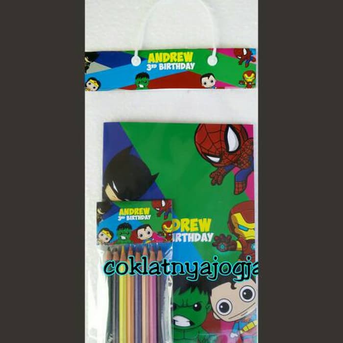 

Birthday Souvenir Goodie Bag Isi Buku Aktivitas dan Pensil Warna 8pcs Tema Superhero Chibi