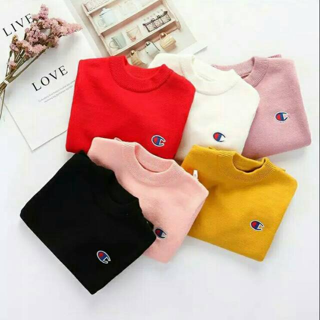 Baju sweater jaket lengan panjang rajut hangat style korea champion impor murah anak bayi laki laki