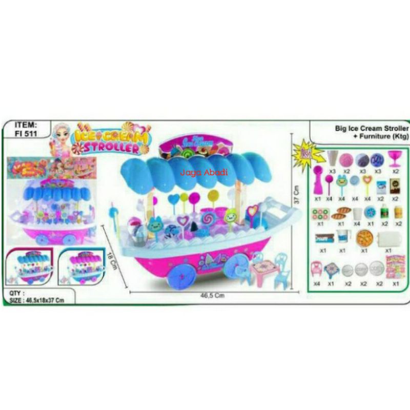 FI 511 - Mainan Gerobak Ice cream Stroller FI511 Sweet Shop Ice Cream