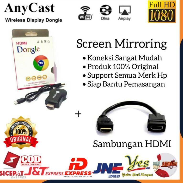 [Art. 4267] [COD] ANYCAST HDMI DONGEL SCREEN MIRRORING / ALAT PENYAMBUNG HP KE TV + KABEL SAMBUNGAN 