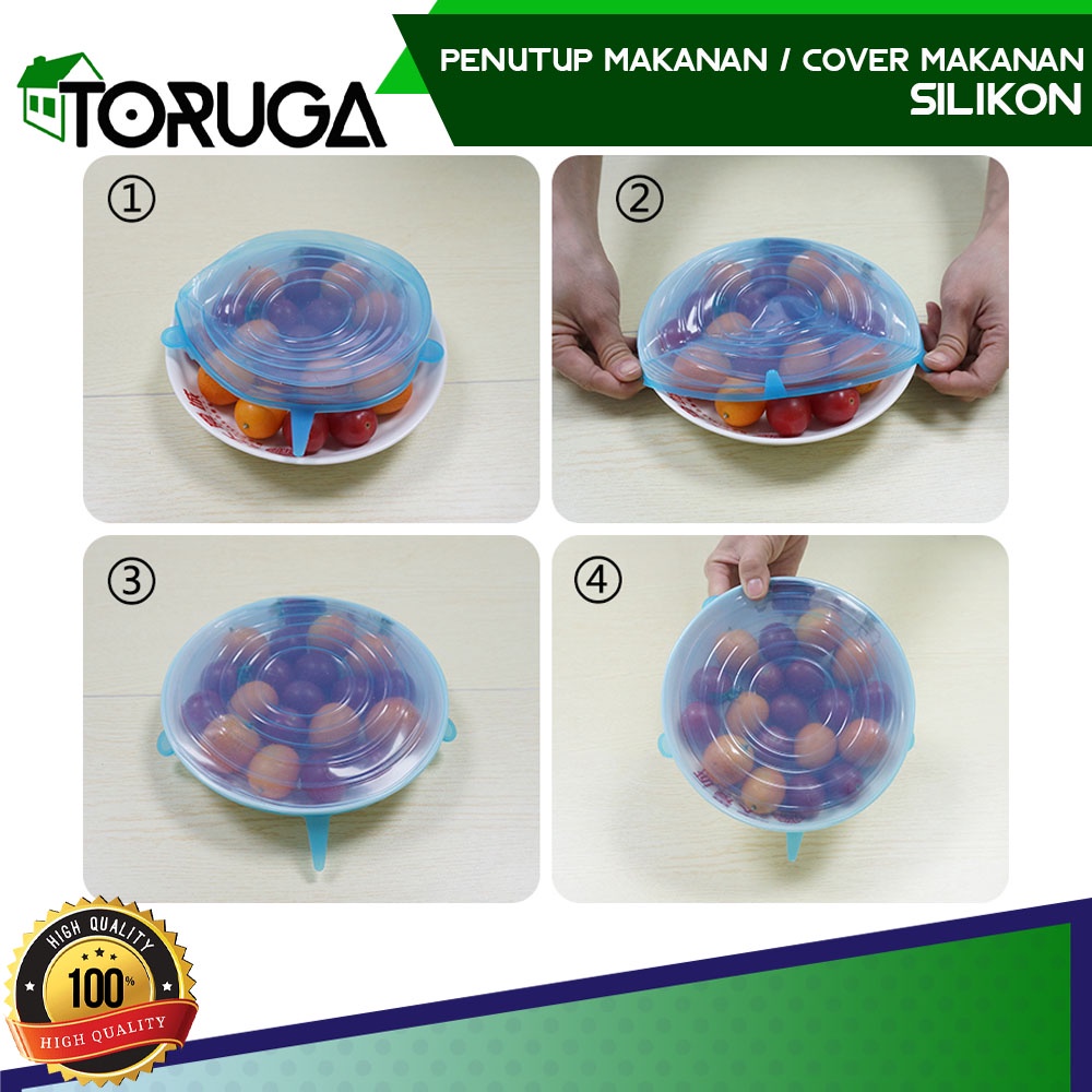 Penutup Makanan Silikon 6 in 1 Food Cover Lid Praktis Anti Tumpah Serbaguna
