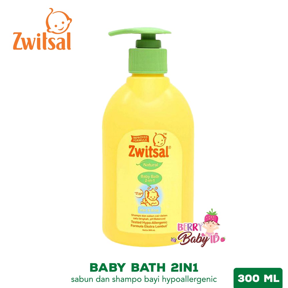 Zwitsal Natural Baby Bath 2in1 Hair &amp; Body Sabun Shampo Bayi 300 ml Berry Mart