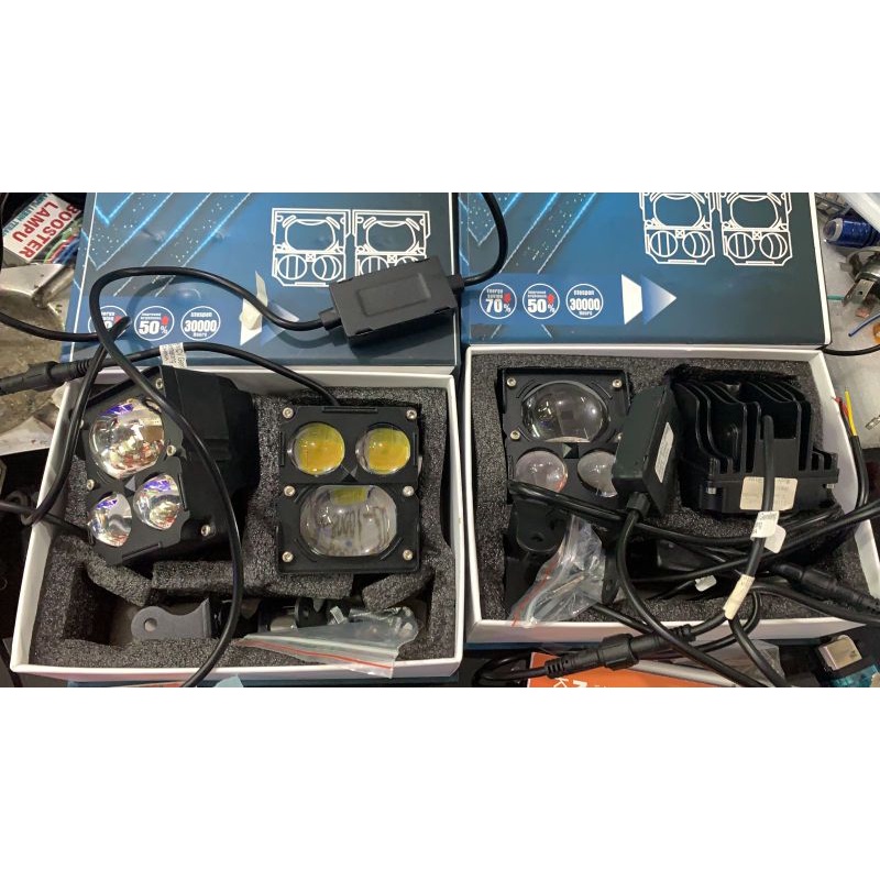 lampu tembak laser gun 3mata m60 2warna putih kuning waterproof 12-36volt motor mobil