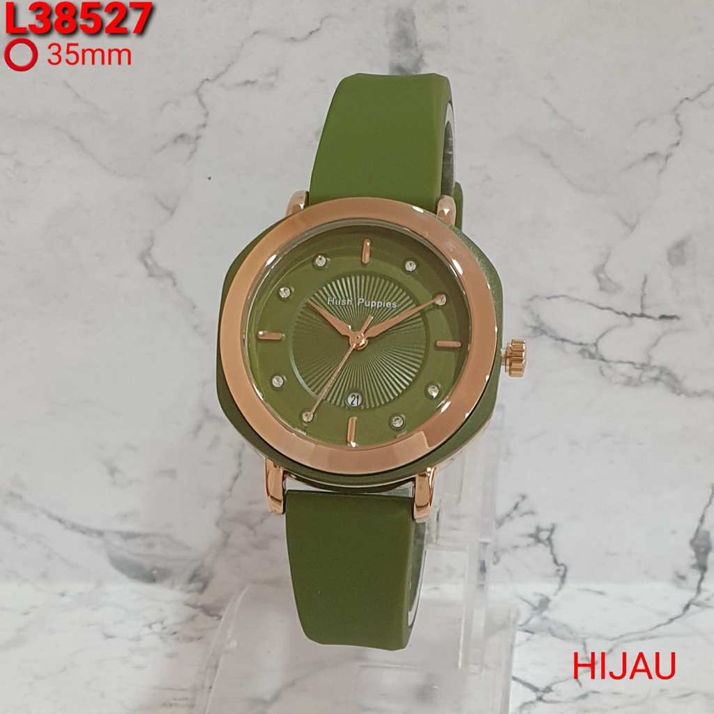 JAM TANGAN WANITA HUSH PUPPIES 38527 FASHION TALI RUBBER GRATIS BOX JAM MEWAH