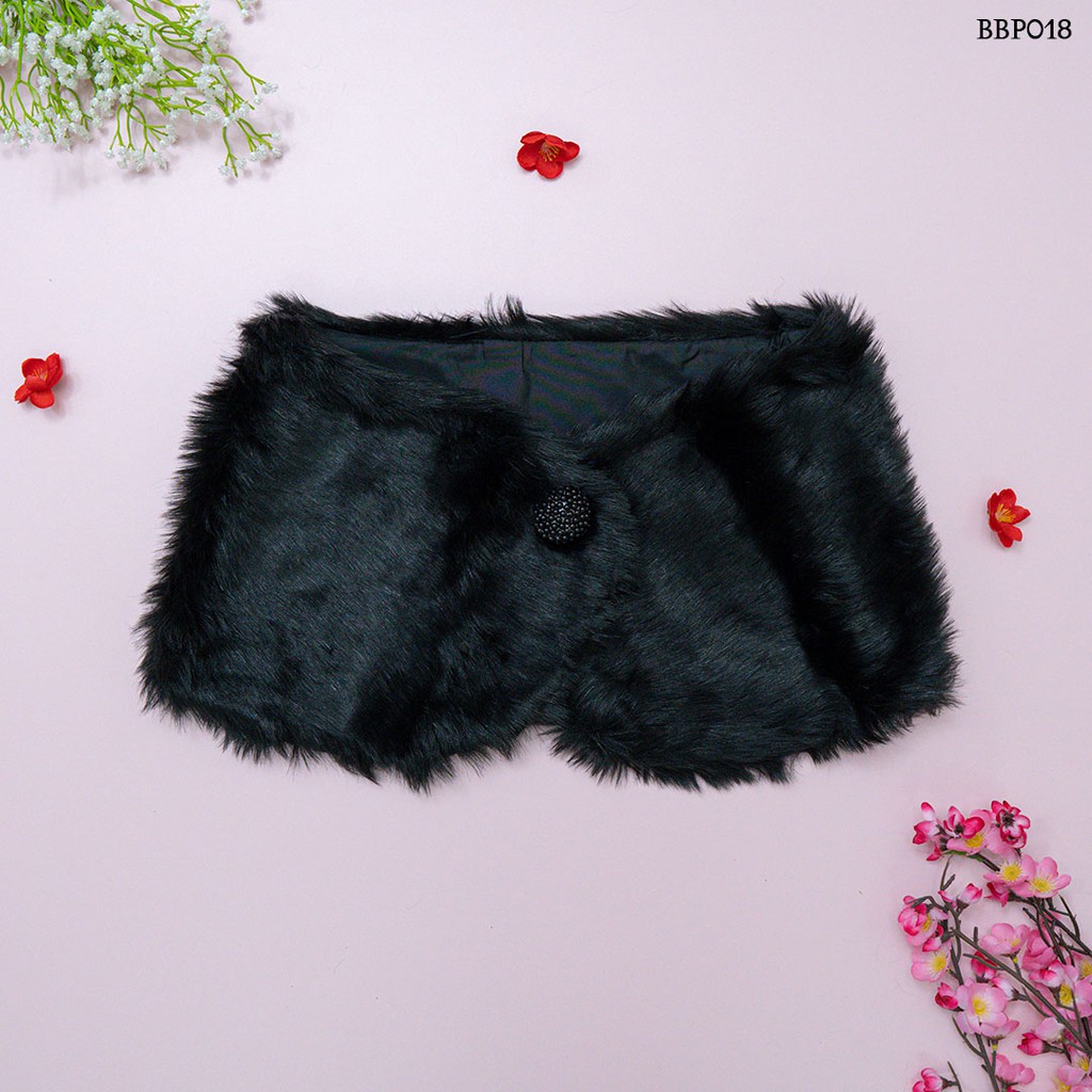 [PALING MURAH] WEDDING PESTA BOLERO BULU HITAM MODERN OUTER FUR WANITA BBP018