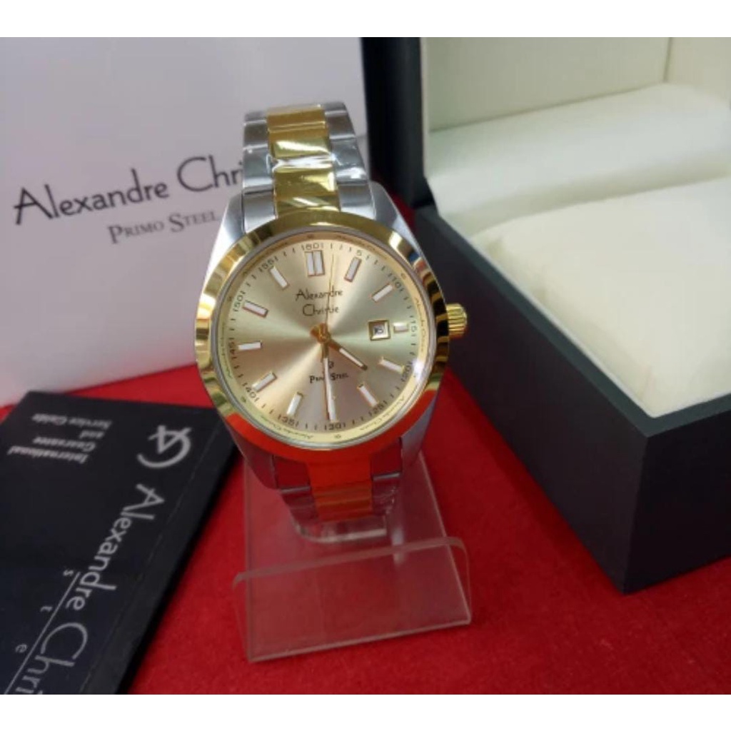 Jam AC 1021MD Wanita Gold Silver Alexandre Christie Original