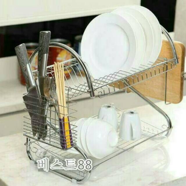 RAK PIRING STAINLESS 2 SUSUN